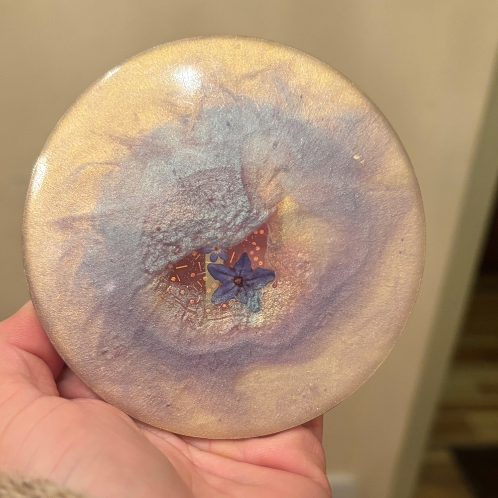 Elegant Purple and Blue Resin Coasters or Art Pieces